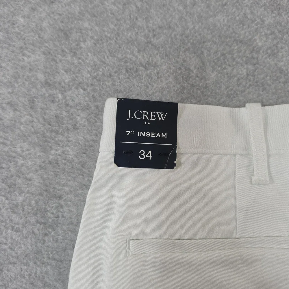 J. Crew 7 Inch Inseam Chino Shorts Men's Size 34 White Classic Fit NWT  $70